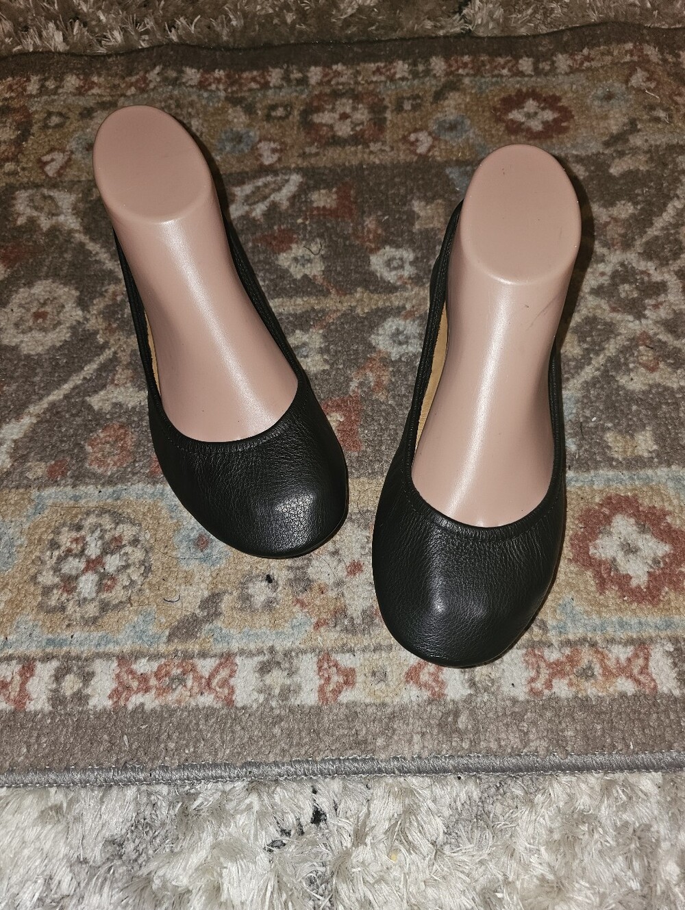 TIEKS Classic Ballet Flats Slipons Black Leather w/Turquoise Trim On Heel Size 7